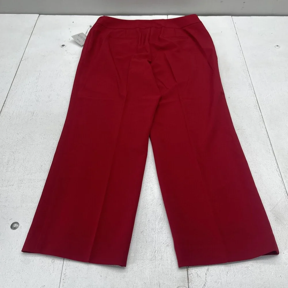 Kasper Dress Pants Womens 14P Red Crepe Wide Leg Zip Pockets Stretch Work Office - Picture 10 of 10